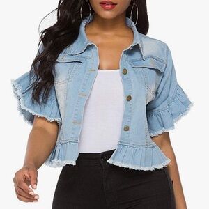 Silver Button Light Blue Denim Jacket